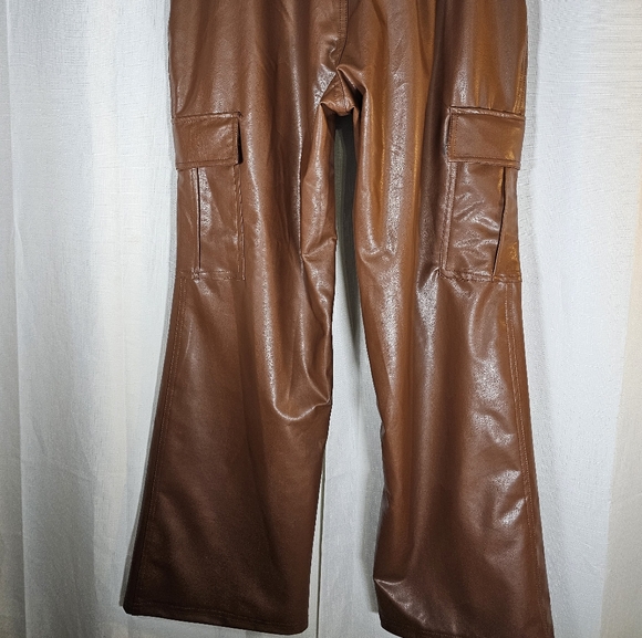 2/$20 No Comment L Faux Leather Cargo Pants - Picture 7 of 7